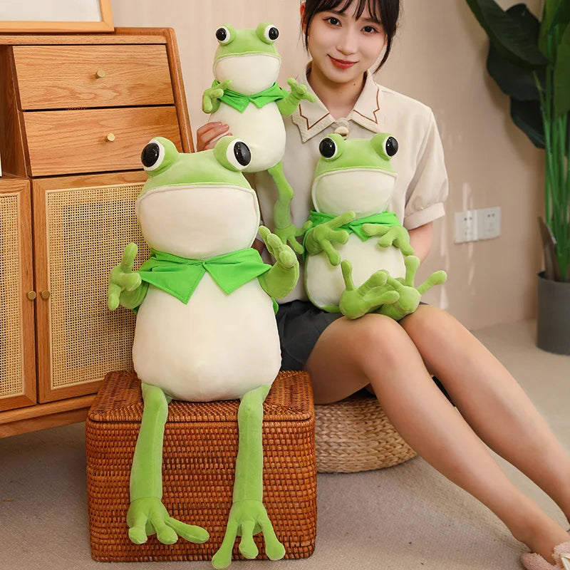 Tito the Funny Green Frog Plush with Hat-Enchanted peach