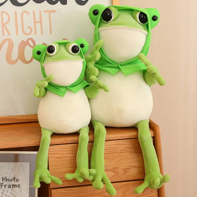 Tito the Funny Green Frog Plush with Hat-Enchanted peach