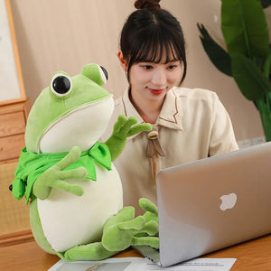 Tito the Funny Green Frog Plush with Hat-Enchanted peach