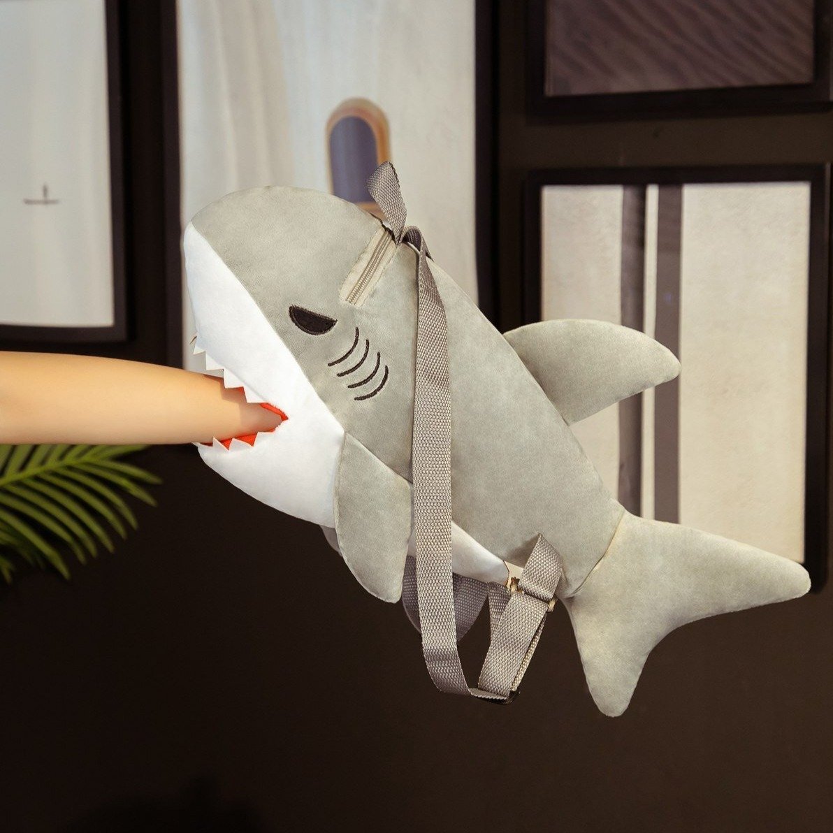 Tod the Shark Plush Backpack-Enchanted peach