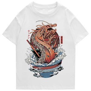 Tokyo Noodle Dragon Unisex Cotton Tee-Enchanted peach