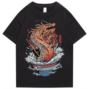 Tokyo Noodle Dragon Unisex Cotton Tee-Enchanted peach