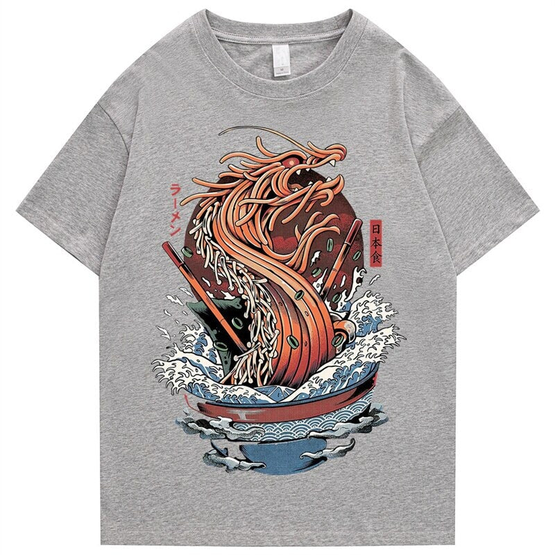 Tokyo Noodle Dragon Unisex Cotton Tee-Enchanted peach