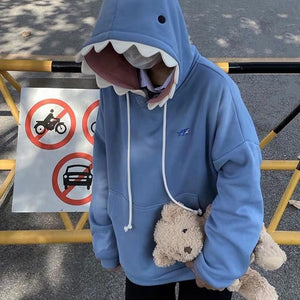 Tommy the Shark Kawaii Hoodies-Enchanted peach