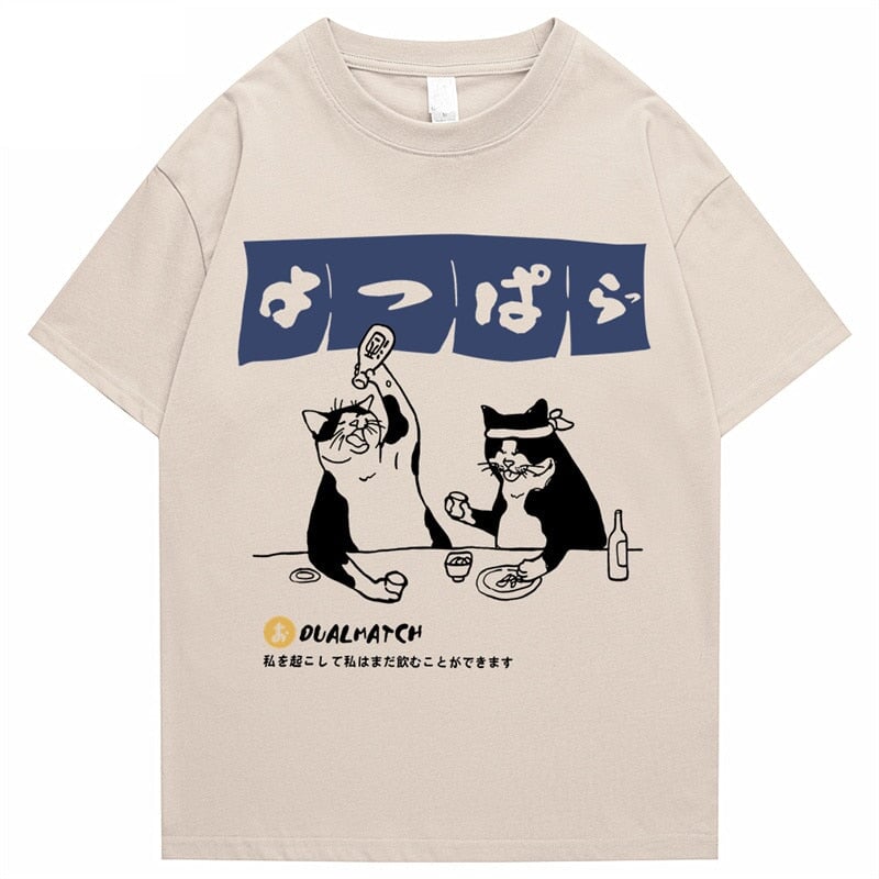 Two Cats Drinking at Japanese Bar Unisex Tee-Enchanted peach