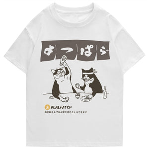 Two Cats Drinking at Japanese Bar Unisex Tee-Enchanted peach