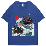 Two Samurai Cats Battling on Waves Unisex Tee-Enchanted peach