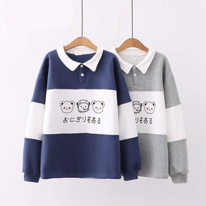 Two-Tone Blue Gray Trip Bears Unisex Sweatshirts-Enchanted peach