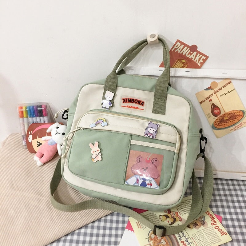 Two Tone Brown Bear Kawaii Side Bag-Enchanted peach