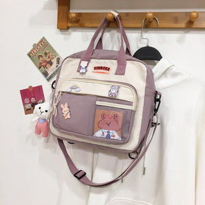 Two Tone Brown Bear Kawaii Side Bag-Enchanted peach