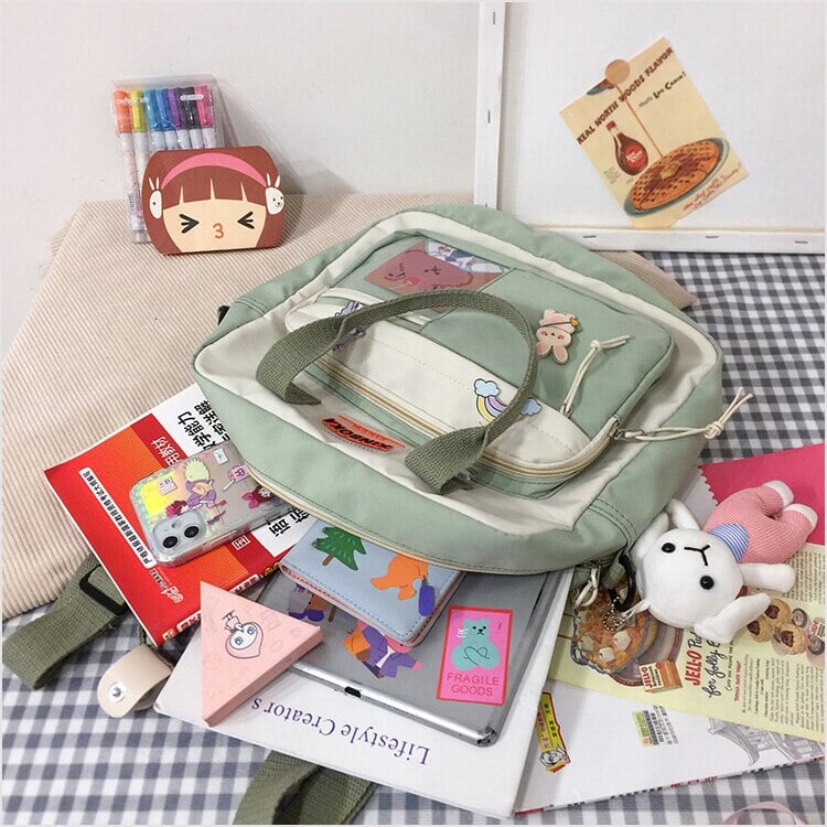 Two Tone Brown Bear Kawaii Side Bag-Enchanted peach