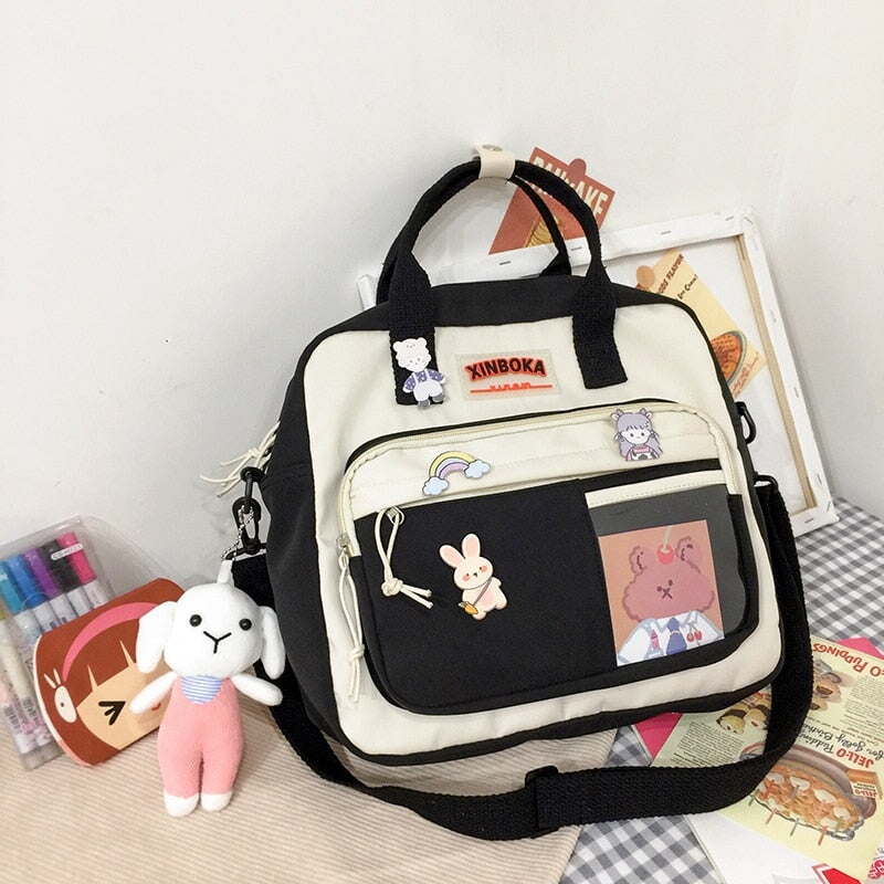 Two Tone Brown Bear Kawaii Side Bag-Enchanted peach