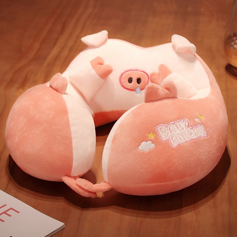 U-Shaped Travel Neck Support Pillow Kawaii Edition-Enchanted peach