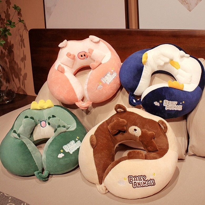 U-Shaped Travel Neck Support Pillow Kawaii Edition-Enchanted peach