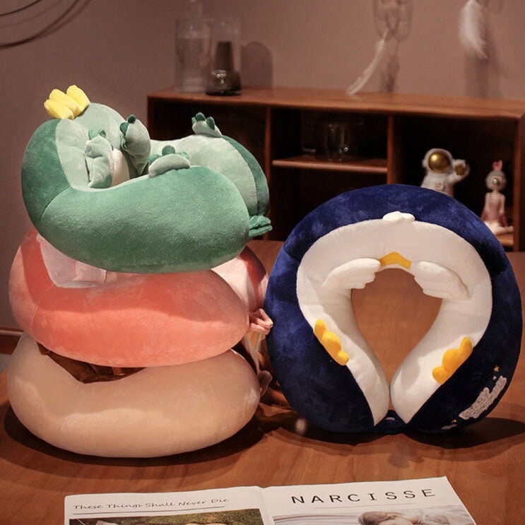 U-Shaped Travel Neck Support Pillow Kawaii Edition-Enchanted peach