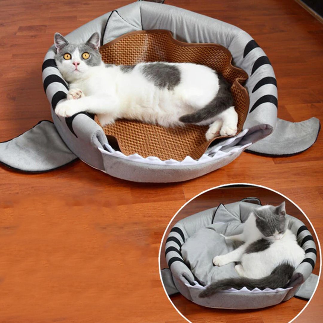 Warm Cosy Shark Pet Bed House-Enchanted peach