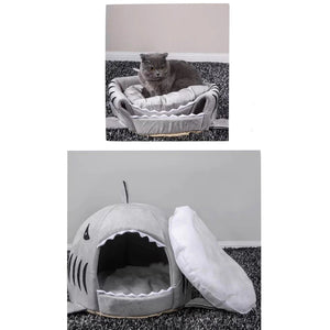 Warm Cosy Shark Pet Bed House-Enchanted peach