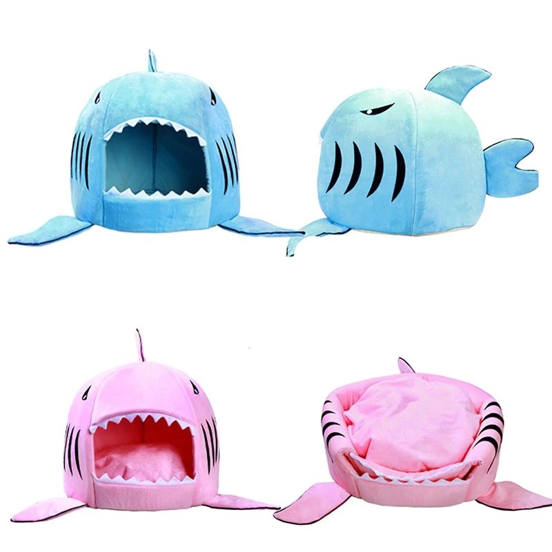 Warm Cosy Shark Pet Bed House-Enchanted peach