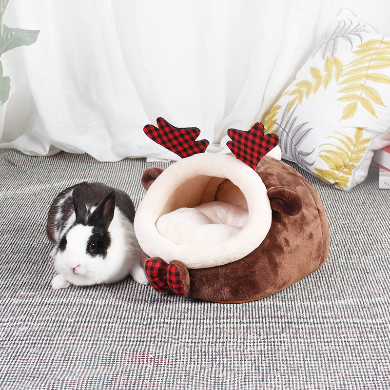 Warm Hamster Guinea Pig Bunny Mini Reindeer Koala Beds Hideout Caves-Enchanted peach