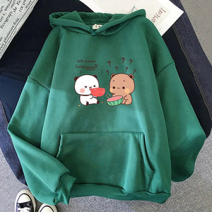 Watermelon Bears Part-Cotton Hoodie-Enchanted peach