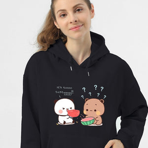 Watermelon Bears Part-Cotton Hoodie-Enchanted peach