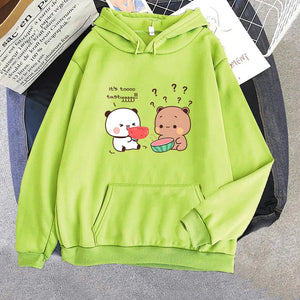 Watermelon Bears Part-Cotton Hoodie-Enchanted peach