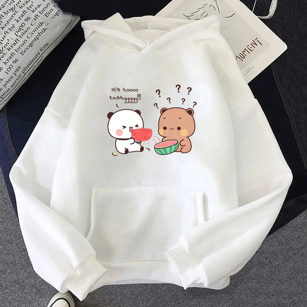 Watermelon Bears Part-Cotton Hoodie-Enchanted peach