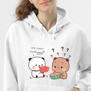 Watermelon Bears Part-Cotton Hoodie-Enchanted peach