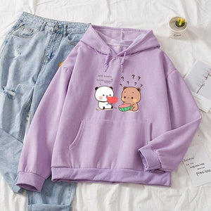 Watermelon Bears Part-Cotton Hoodie-Enchanted peach