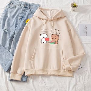 Watermelon Bears Part-Cotton Hoodie-Enchanted peach