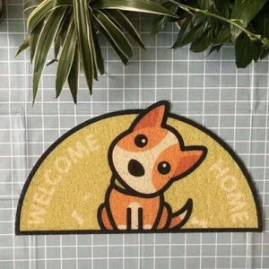 Welcome Home Dog Semi Circle Shape Mat-Enchanted peach