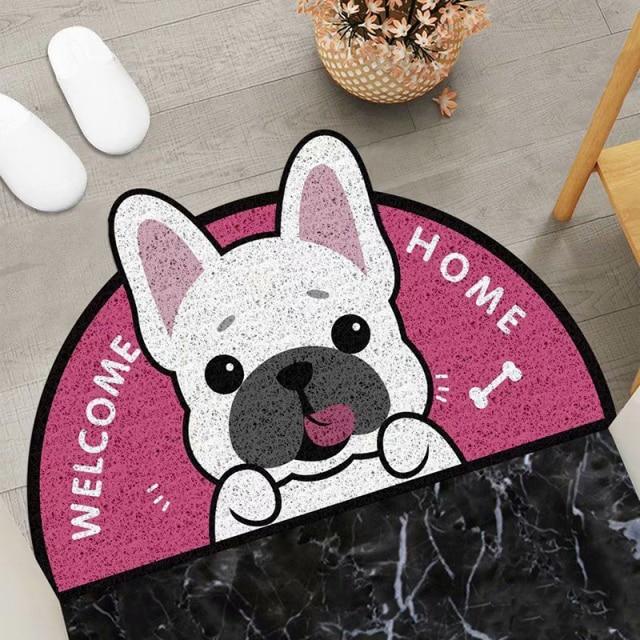 Welcome Home Dog Semi Circle Shape Mat-Enchanted peach