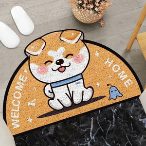 Welcome Home Dog Semi Circle Shape Mat-Enchanted peach