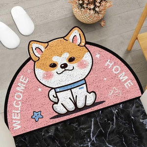 Welcome Home Dog Semi Circle Shape Mat-Enchanted peach