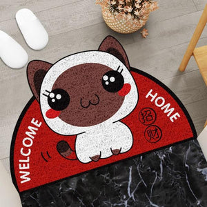 Welcome Home Dog Semi Circle Shape Mat-Enchanted peach