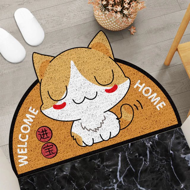 Welcome Home Dog Semi Circle Shape Mat-Enchanted peach