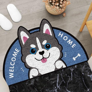 Welcome Home Dog Semi Circle Shape Mat-Enchanted peach