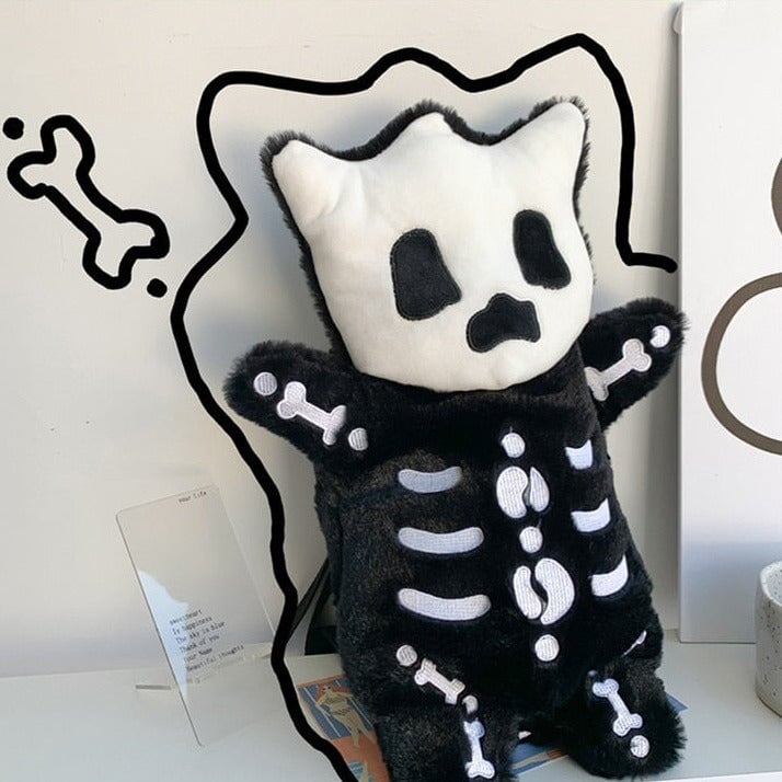 Whisper the Mini Skeleton Plush Backpack-Enchanted peach