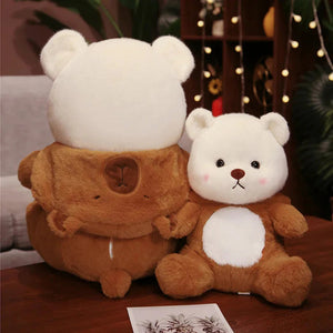 White Bear Capybara Costume Plushie-Enchanted peach