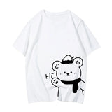 White Bear Outline 'Hi' Unisex Tee-Enchanted peach