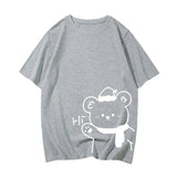 White Bear Outline 'Hi' Unisex Tee-Enchanted peach