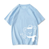 White Bear Outline 'Hi' Unisex Tee-Enchanted peach