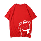 White Bear Outline 'Hi' Unisex Tee-Enchanted peach