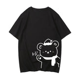 White Bear Outline 'Hi' Unisex Tee-Enchanted peach