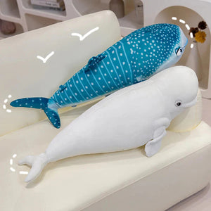 White Beluga Blue Whale Shark 75cm Plushies-Enchanted peach