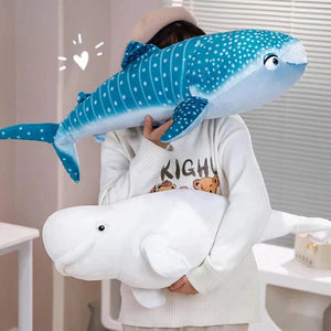 White Beluga Blue Whale Shark 75cm Plushies-Enchanted peach