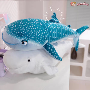 White Beluga Blue Whale Shark 75cm Plushies-Enchanted peach