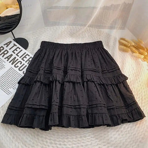 White Black Ruffle Layered High Waist Mini Short Women's Skirt-Enchanted peach