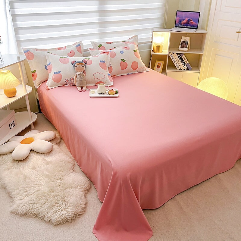 White Bunny Peach Flower Bedding Set-Enchanted peach