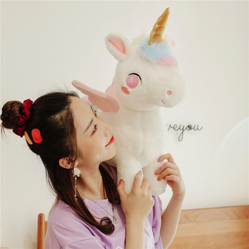 White Dreamy Unicorn Pony Plushie-Enchanted peach